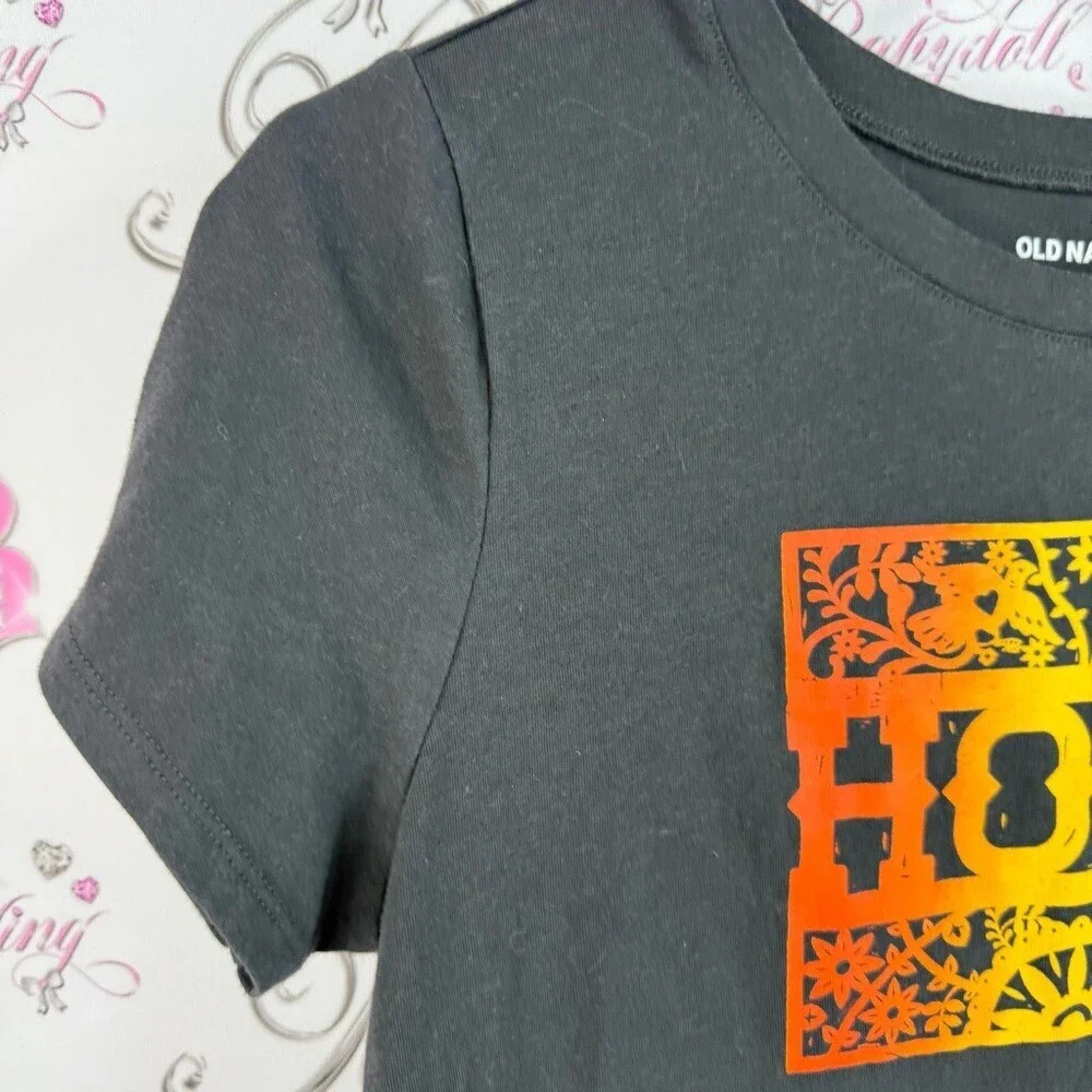 Old Navy T-shirt hola festive Black Tee with Vibrant Graphic
